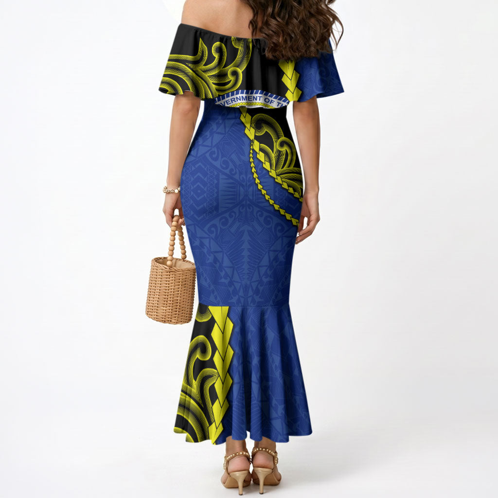 Federated States Of Micronesia FSM Mermaid Dress Pacific Islander Tribal Swirl Geometric Pattern