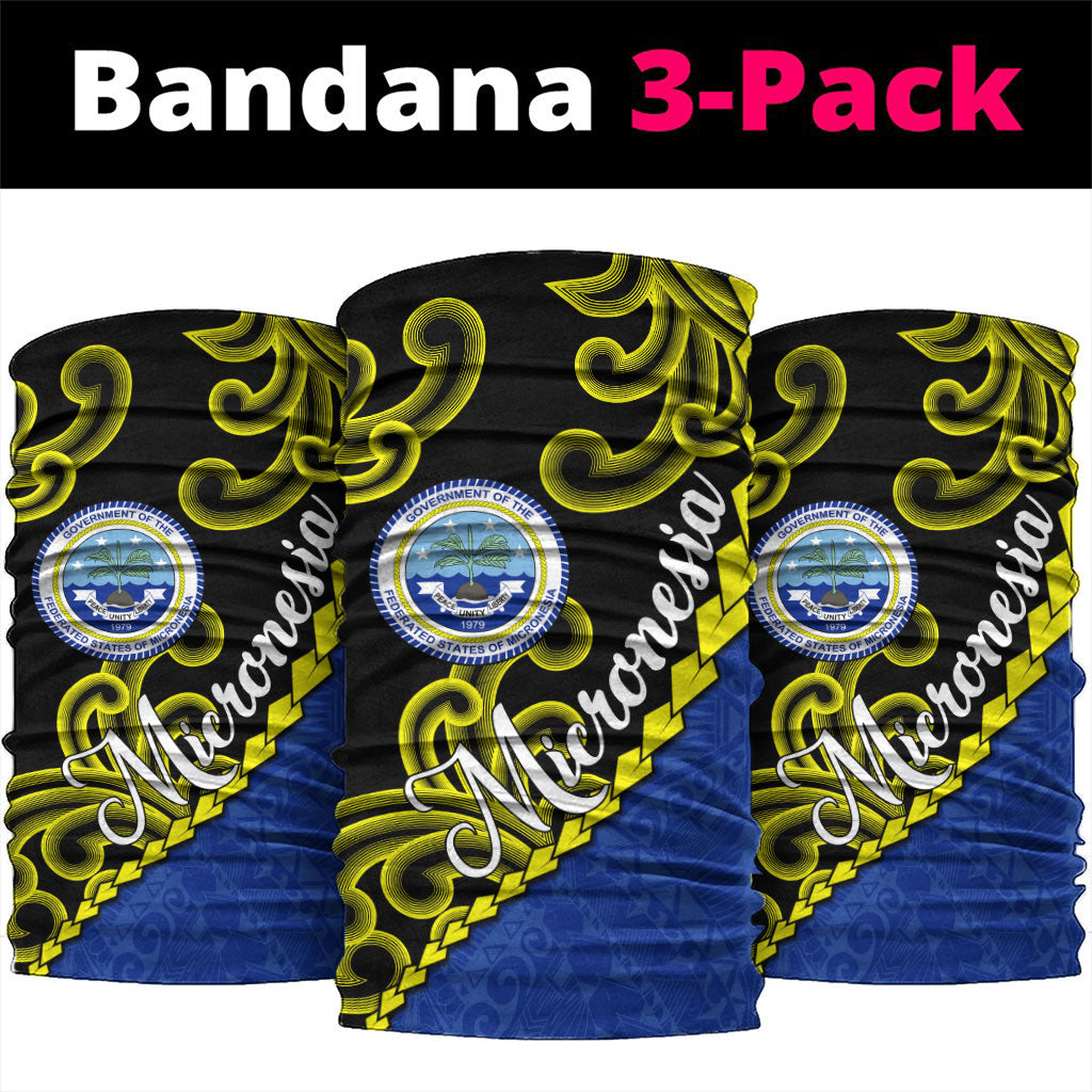 Federated States Of Micronesia FSM Neck Gaiter Pacific Islander Tribal Swirl Geometric Pattern TS04 package One Size: 25*50cm Black Blue - Polynesian Pride