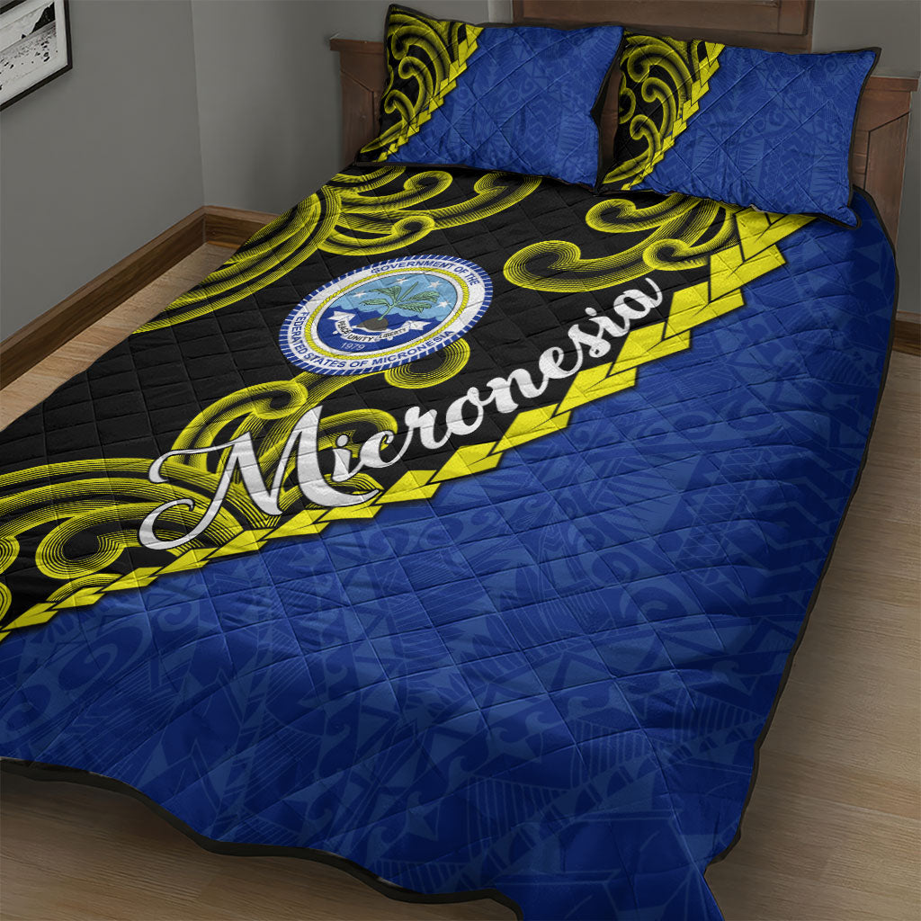 Federated States Of Micronesia FSM Quilt Bed Set Pacific Islander Tribal Swirl Geometric Pattern