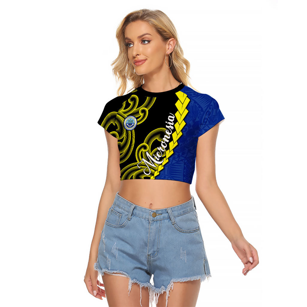 Federated States Of Micronesia FSM Raglan Cropped T Shirt Pacific Islander Tribal Swirl Geometric Pattern