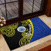 Federated States Of Micronesia FSM Rubber Doormat Pacific Islander Tribal Swirl Geometric Pattern