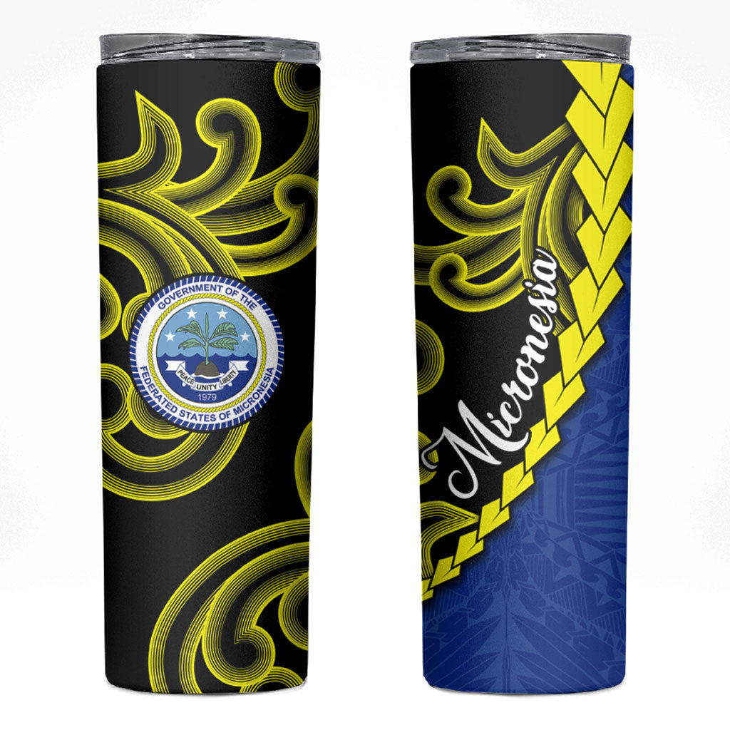 Federated States Of Micronesia FSM Skinny Tumbler Pacific Islander Tribal Swirl Geometric Pattern