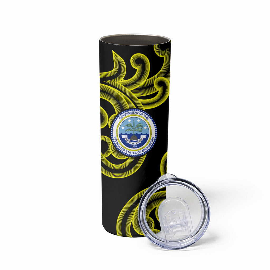 Federated States Of Micronesia FSM Skinny Tumbler Pacific Islander Tribal Swirl Geometric Pattern