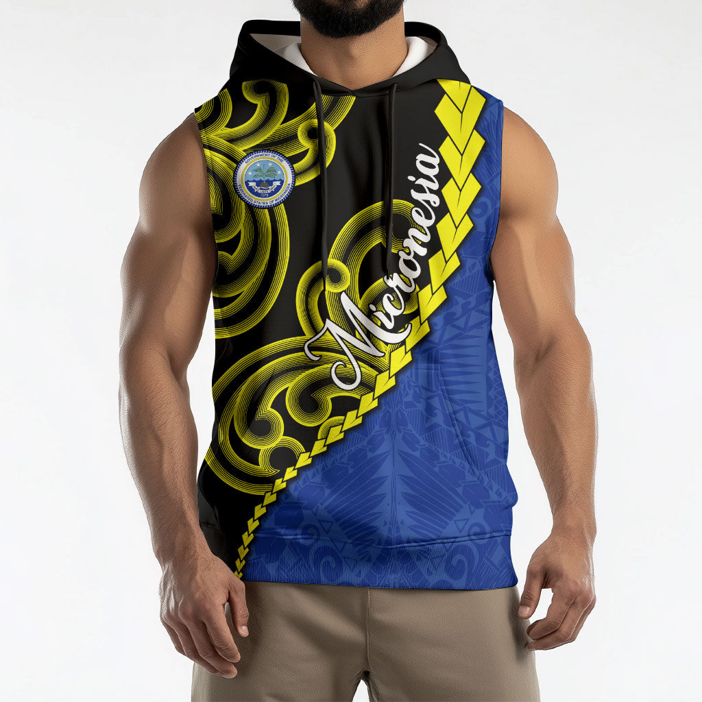 Federated States Of Micronesia FSM Sleeveless Hoodie Pacific Islander Tribal Swirl Geometric Pattern