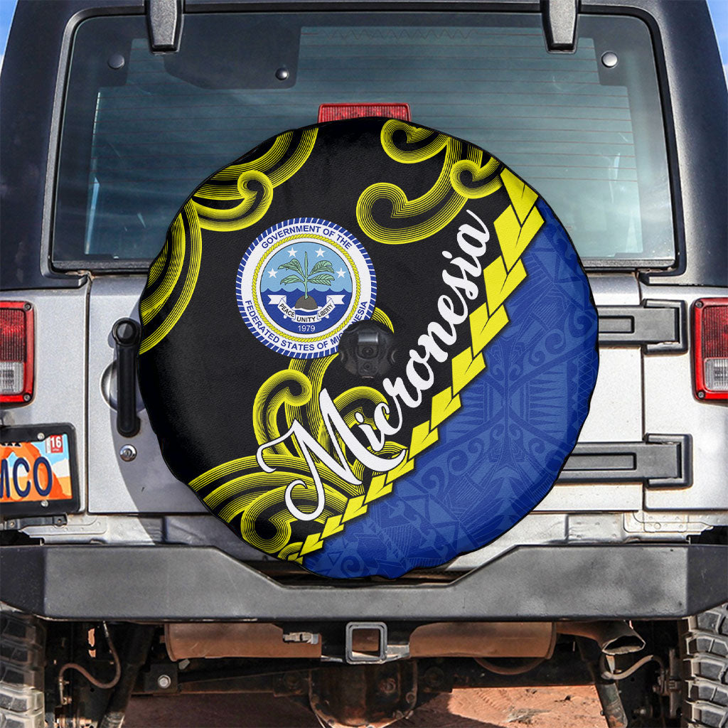 Federated States Of Micronesia FSM Spare Tire Cover Pacific Islander Tribal Swirl Geometric Pattern