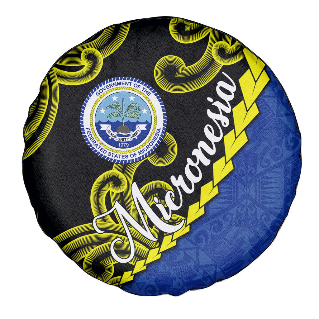 Federated States Of Micronesia FSM Spare Tire Cover Pacific Islander Tribal Swirl Geometric Pattern
