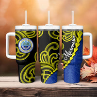 Federated States Of Micronesia FSM Tumbler With Handle Pacific Islander Tribal Swirl Geometric Pattern