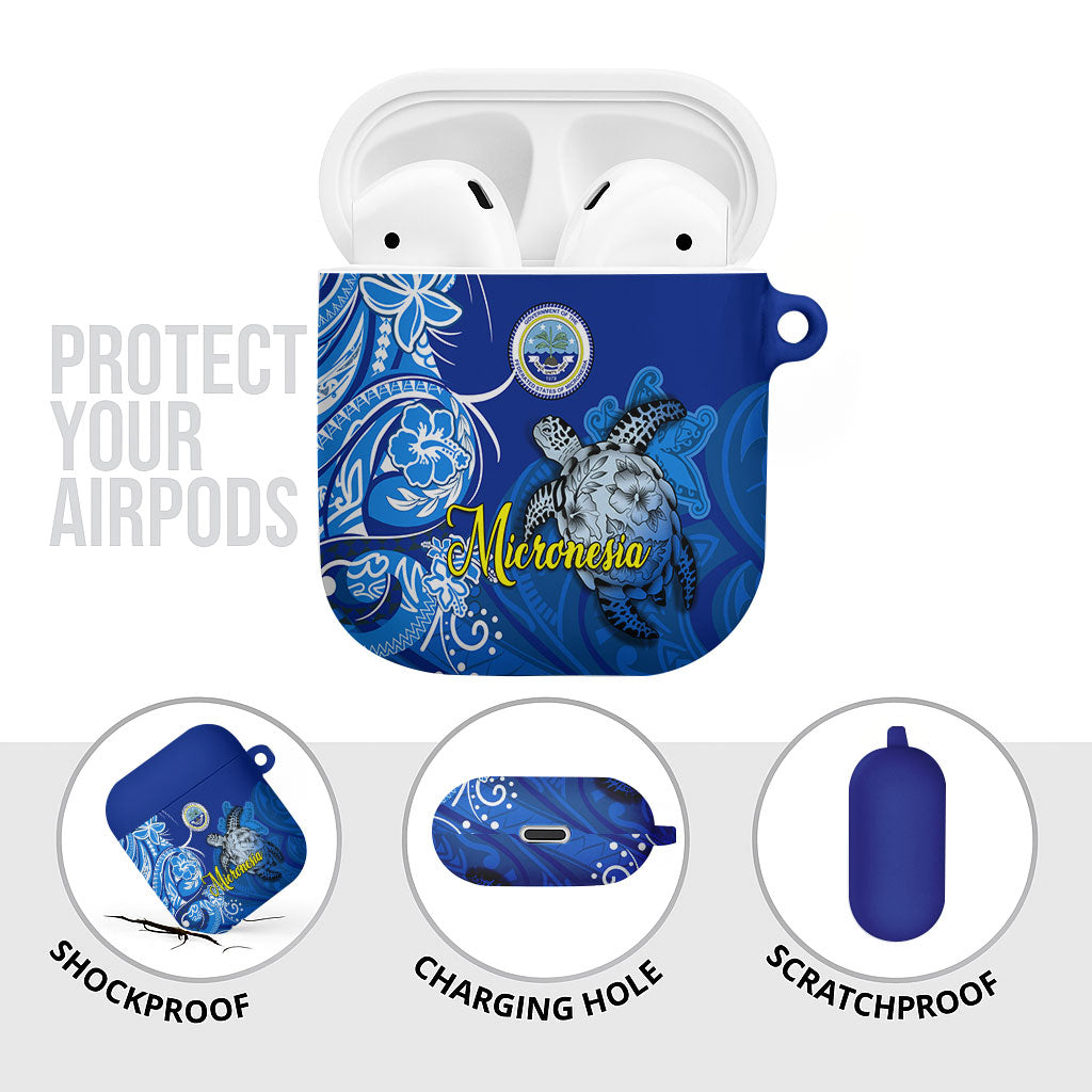 Micronesia Sea Turtle AirPods Case Federated States Of Micronesia Tribal Floral Pattern