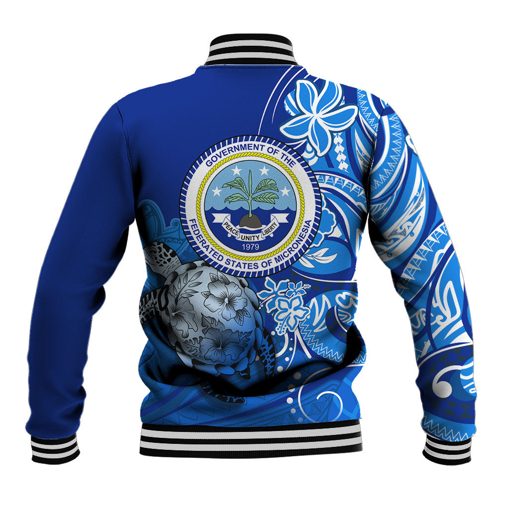 Micronesia Sea Turtle Baseball Jacket Federated States Of Micronesia Tribal Floral Pattern