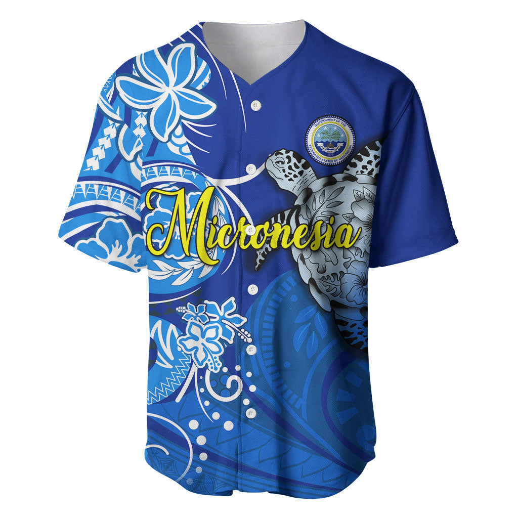 Micronesia Sea Turtle Baseball Jersey Federated States Of Micronesia Tribal Floral Pattern