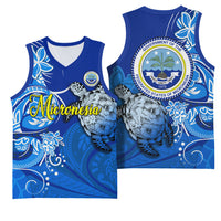 Micronesia Sea Turtle Basketball Jersey Federated States Of Micronesia Tribal Floral Pattern