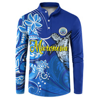 Micronesia Sea Turtle Button Sweatshirt Federated States Of Micronesia Tribal Floral Pattern