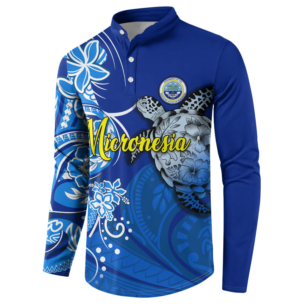 Micronesia Sea Turtle Button Sweatshirt Federated States Of Micronesia Tribal Floral Pattern