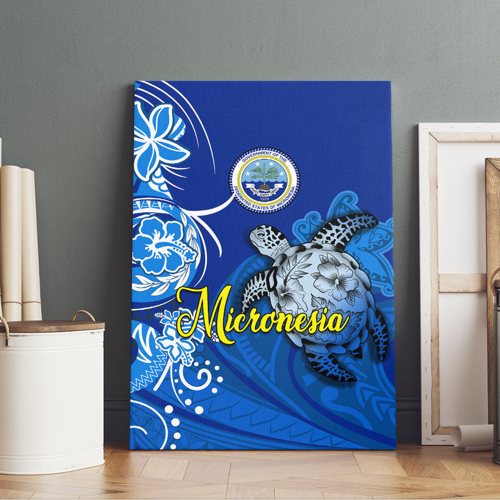 Micronesia Sea Turtle Canvas Wall Art Federated States Of Micronesia Tribal Floral Pattern