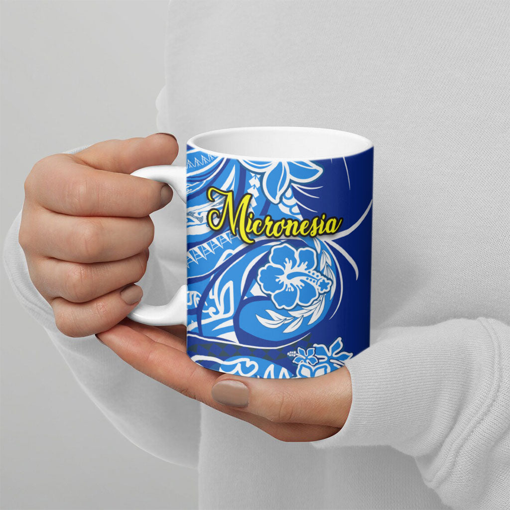 Micronesia Sea Turtle Ceramic Mug Federated States Of Micronesia Tribal Floral Pattern