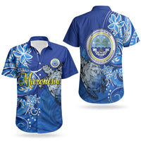 Micronesia Sea Turtle Couples Matching Off Shoulder Maxi Dress and Hawaiian Shirt Federated States Of Micronesia Tribal Floral Pattern
