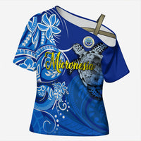 Micronesia Sea Turtle Cross Shoulder Shirt Federated States Of Micronesia Tribal Floral Pattern