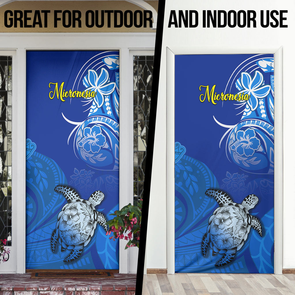 Micronesia Sea Turtle Door Cover Federated States Of Micronesia Tribal Floral Pattern