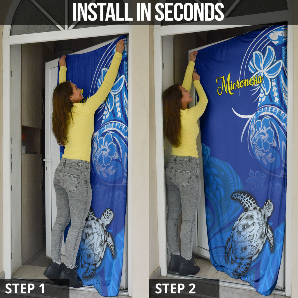 Micronesia Sea Turtle Door Cover Federated States Of Micronesia Tribal Floral Pattern