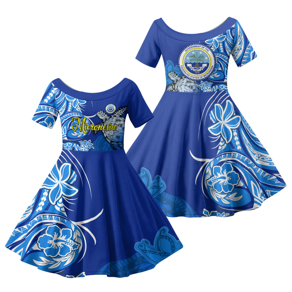 Micronesia Sea Turtle Family Matching Puletasi and Hawaiian Shirt Federated States Of Micronesia Tribal Floral Pattern