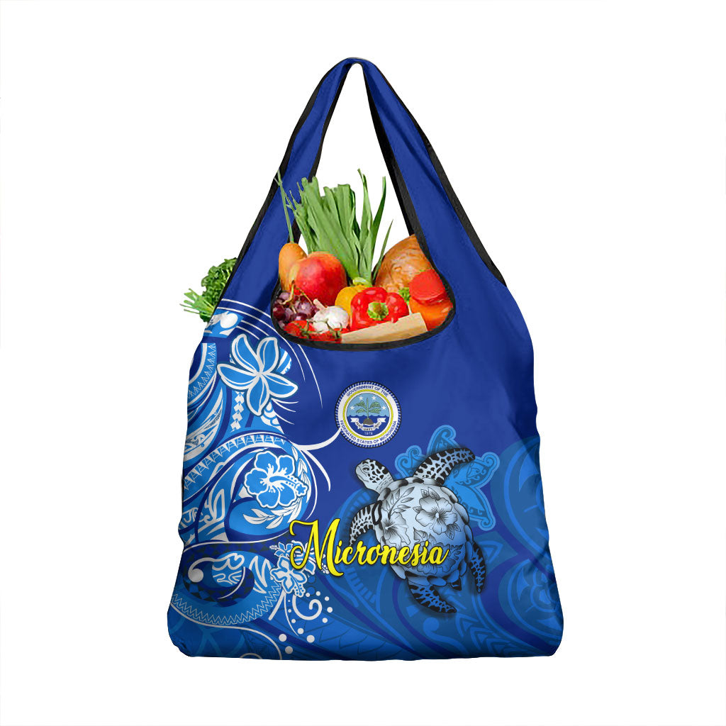 Micronesia Sea Turtle Grocery Bag Federated States Of Micronesia Tribal Floral Pattern