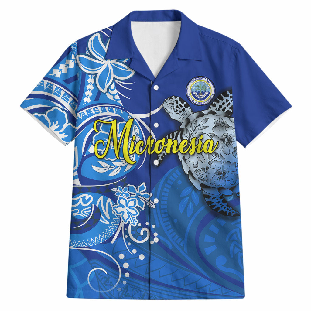 Micronesia Sea Turtle Hawaiian Shirt Federated States Of Micronesia Tribal Floral Pattern