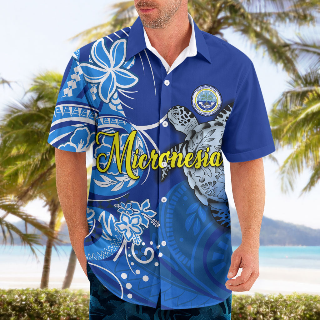 Micronesia Sea Turtle Hawaiian Shirt Federated States Of Micronesia Tribal Floral Pattern