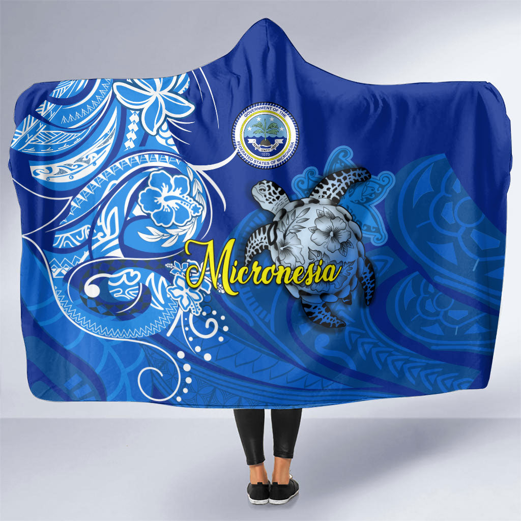 Micronesia Sea Turtle Hooded Blanket Federated States Of Micronesia Tribal Floral Pattern