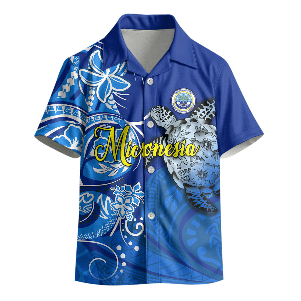 Micronesia Sea Turtle Kid Hawaiian Shirt Federated States Of Micronesia Tribal Floral Pattern