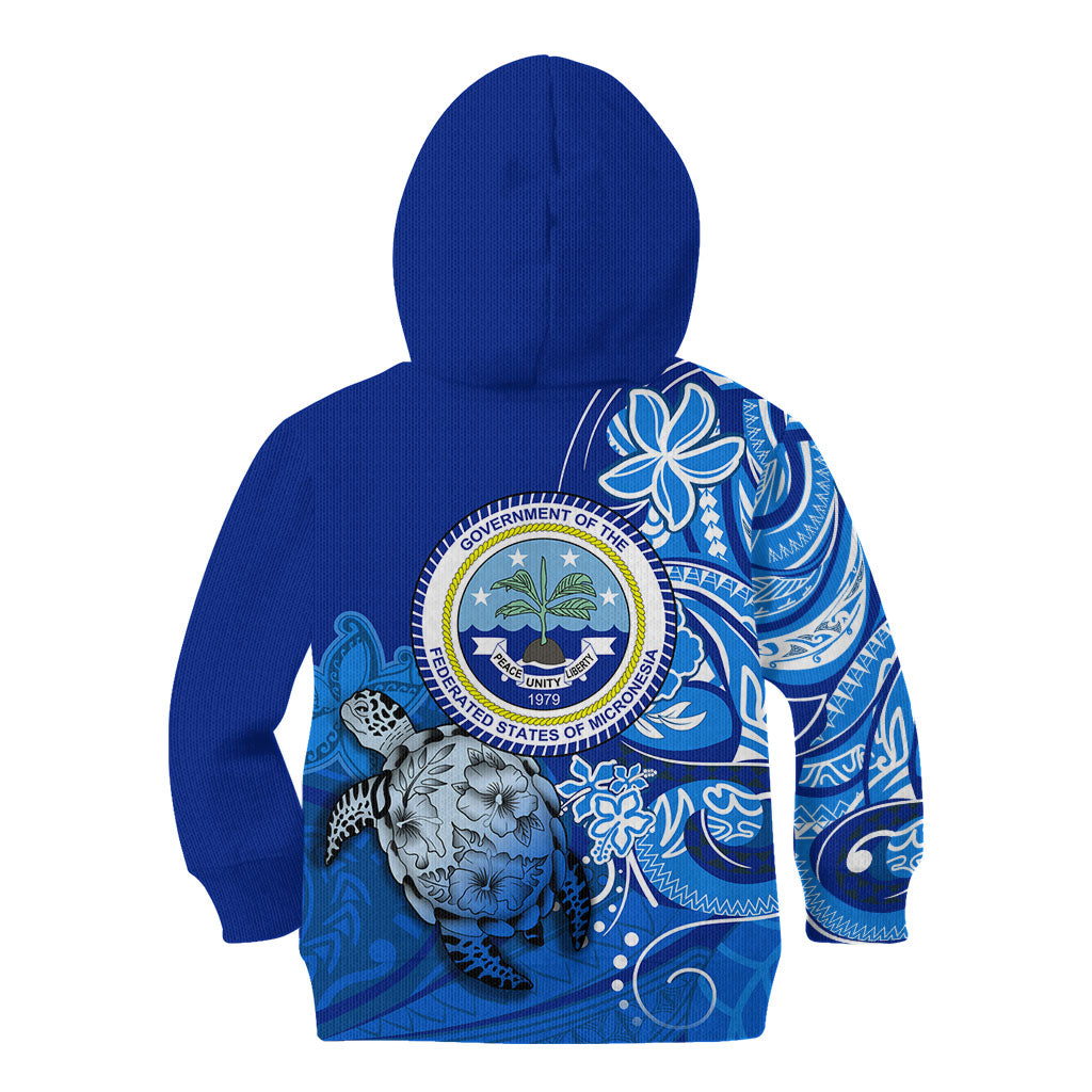 Micronesia Sea Turtle Kid Hoodie Federated States Of Micronesia Tribal Floral Pattern