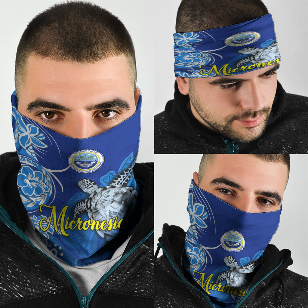 Micronesia Sea Turtle Neck Gaiter Federated States Of Micronesia Tribal Floral Pattern