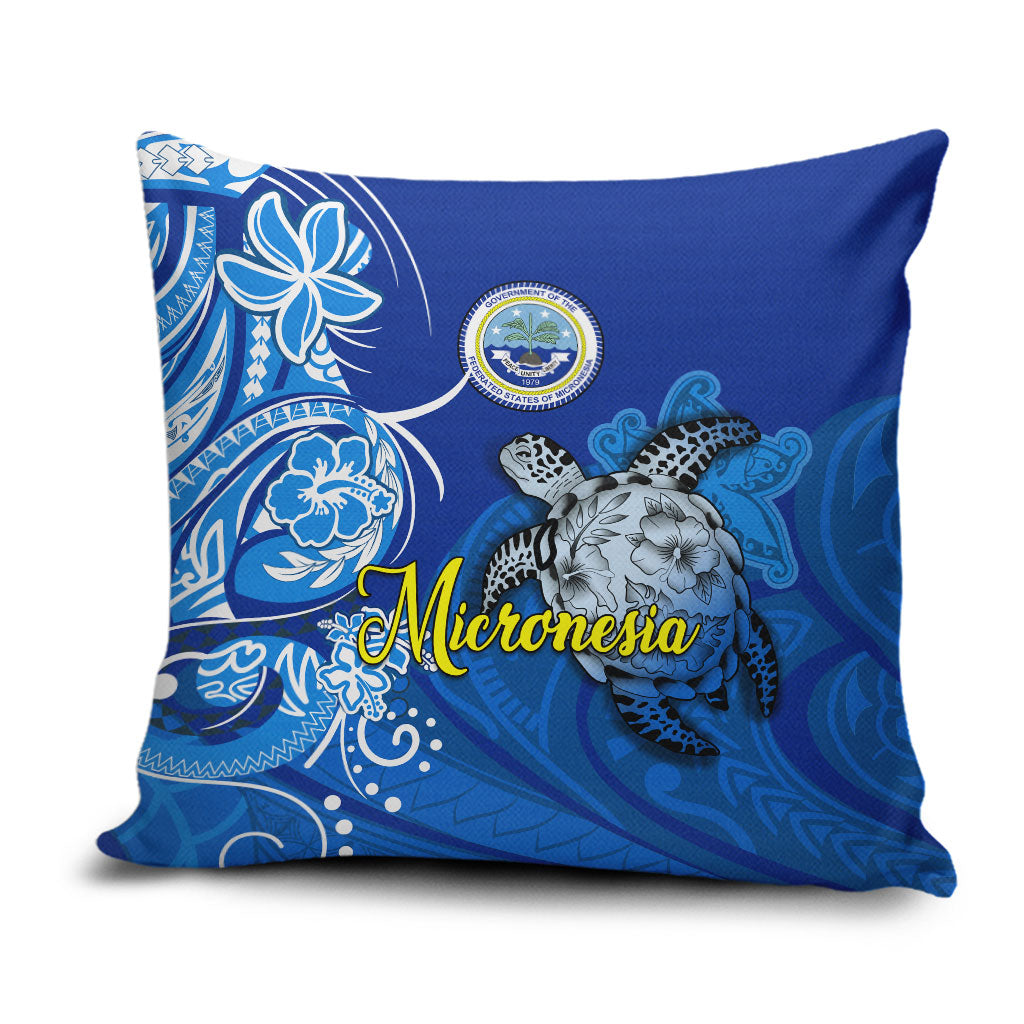 Micronesia Sea Turtle Pillow Cover Federated States Of Micronesia Tribal Floral Pattern