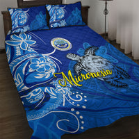 Micronesia Sea Turtle Quilt Bed Set Federated States Of Micronesia Tribal Floral Pattern