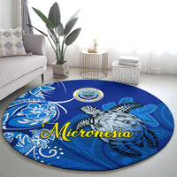 Micronesia Sea Turtle Round Carpet Federated States Of Micronesia Tribal Floral Pattern