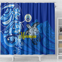 Micronesia Sea Turtle Shower Curtain Federated States Of Micronesia Tribal Floral Pattern