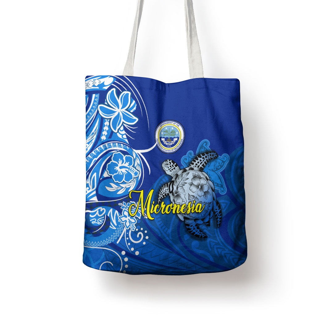 Micronesia Sea Turtle Tote Bag Federated States Of Micronesia Tribal Floral Pattern