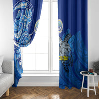 Micronesia Sea Turtle Window Curtain Federated States Of Micronesia Tribal Floral Pattern