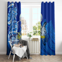 Micronesia Sea Turtle Window Curtain Federated States Of Micronesia Tribal Floral Pattern