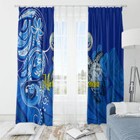 Micronesia Sea Turtle Window Curtain Federated States Of Micronesia Tribal Floral Pattern