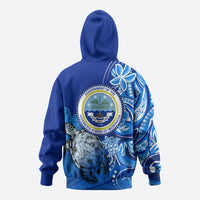 Micronesia Sea Turtle Zip Hoodie Federated States Of Micronesia Tribal Floral Pattern