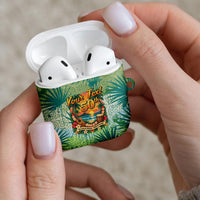 Personalized Polynesia 50th Birthday AirPods Case Vintage Hawaiian Floral Ukulele Tropical Sunset Art TS04 - Polynesian Pride