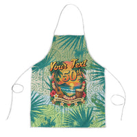 Personalized Polynesia 50th Birthday Apron Vintage Hawaiian Floral Ukulele Tropical Sunset Art TS04 Green - Polynesian Pride