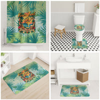 Personalized Polynesia 50th Birthday Bathroom Set Vintage Hawaiian Floral Ukulele Tropical Sunset Art TS04 - Polynesian Pride