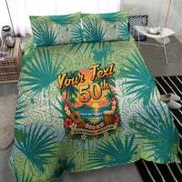 Personalized Polynesia 50th Birthday Bedding Set Vintage Hawaiian Floral Ukulele Tropical Sunset Art TS04 - Polynesian Pride