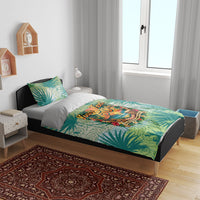 Personalized Polynesia 50th Birthday Bedding Set Vintage Hawaiian Floral Ukulele Tropical Sunset Art TS04 - Polynesian Pride