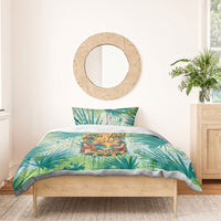 Personalized Polynesia 50th Birthday Bedding Set Vintage Hawaiian Floral Ukulele Tropical Sunset Art TS04 - Polynesian Pride
