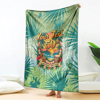 Personalized Polynesia 50th Birthday Blanket Vintage Hawaiian Floral Ukulele Tropical Sunset Art TS04 - Polynesian Pride