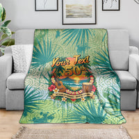 Personalized Polynesia 50th Birthday Blanket Vintage Hawaiian Floral Ukulele Tropical Sunset Art TS04 - Polynesian Pride