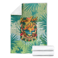 Personalized Polynesia 50th Birthday Blanket Vintage Hawaiian Floral Ukulele Tropical Sunset Art TS04 - Polynesian Pride