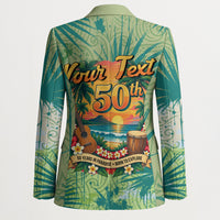 Personalized Polynesia 50th Birthday Blazer Vintage Hawaiian Floral Ukulele Tropical Sunset Art TS04 - Polynesian Pride